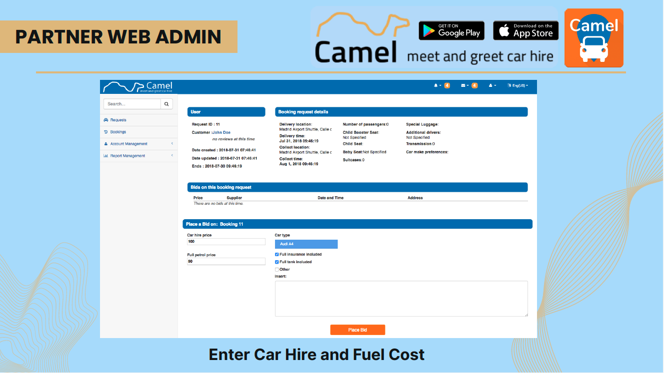 Partner web admin booking requests
